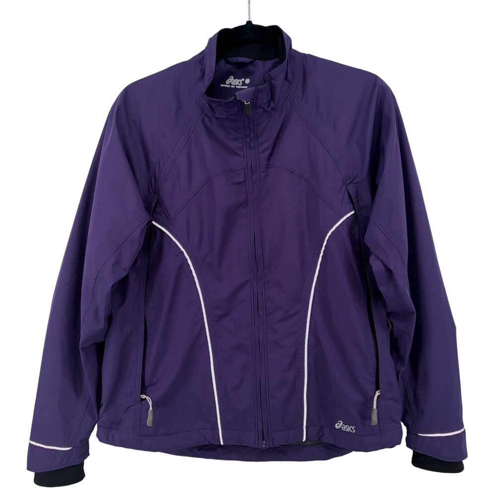 ASICS Women's Lightweight Jacket Medium Purple Full Zip‎ Pockets Windbreaker EUC